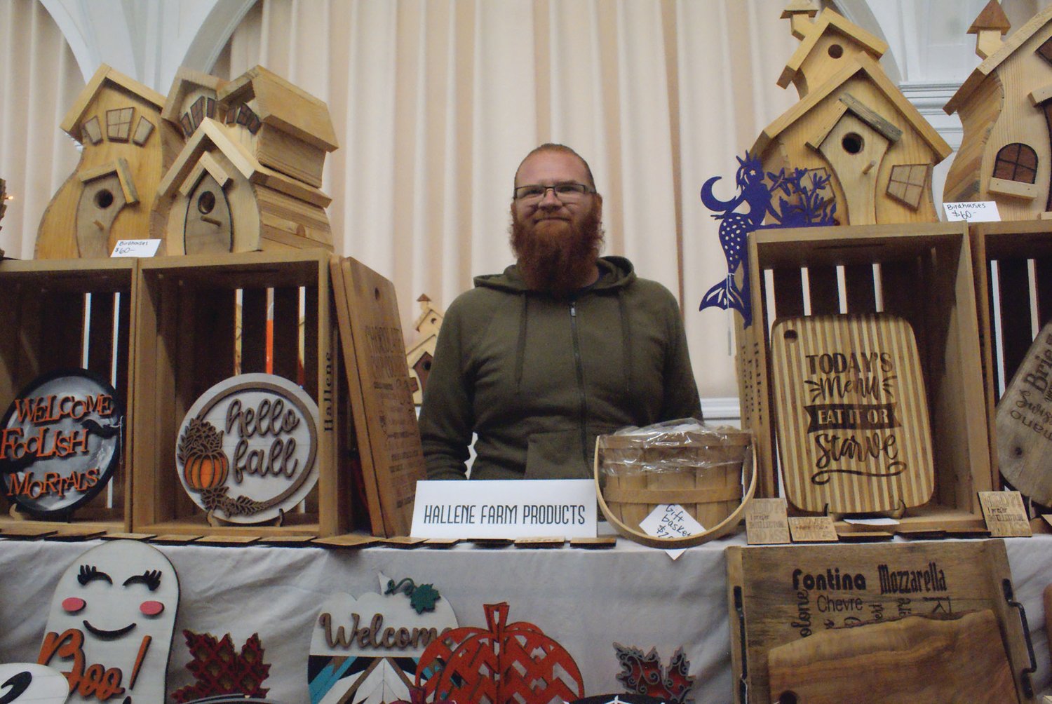 SHARING THE CRAFT: Offering up his woodwork during the Fall Festival held this past weekend was Brian Hallene.